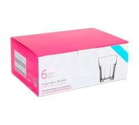 Tradineur - Caja de 6 Vasos Modelo Aras - 36,5 abricado en Vidrio Resistente - Apto para lavavajillas - 6 Uds Totales