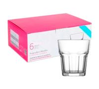 Tradineur - Caja de 6 Vasos Modelo Aras - Capacidad: 200 ml - Fabricado en Vidrio Resistente - Apto para lavavajillas - Tamaño aprox: Ø 8 x 8 cm - 6 Uds Totales