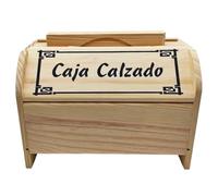 Tradineur - Caja de madera limpia calzado 20,7 x 24,5 x 14,9 cm, recipiente madera para utensilios de limpiar zapatos con asa y tapas a los lados, color aleatorio