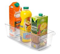Tradineur - Cajón organizador reutilizable para frigorífico Nº 12 - Fabricado en poliestireno - Recipiente de plástico transparente - 10 x 14,5 x 37 cm