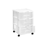 Tradineur - Cajonera con Ruedas Modelo Wagon - Fabricado en Plástico - Contenedor para guardar documentos para oficina u hogar - 3 Cajones - 51,5 x 37 x 39 cm - Color Blanco