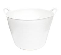 Tradineur - Capazo de plástico Flexible, Incluye Asas Resistentes, Cubo para Trabajos de Vendimia, Agricultura, jardín, Obra, Gran Durabilidad, 45 x 33 cm (Blanco - 42 litros)