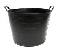 Tradineur - Capazo de plástico Flexible, Incluye Asas Resistentes, Cubo para Trabajos de Vendimia, Agricultura, jardín, Obra, Gran Durabilidad, 45 x 33 cm (Negro - 42 litros)