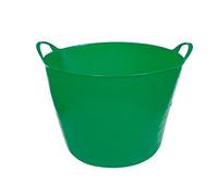 Tradineur - Capazo de plástico Flexible, Incluye Asas Resistentes, Cubo para Trabajos de Vendimia, Agricultura, jardín, Obra, Gran Durabilidad, 45 x 33 cm (Verde - 42 litros)