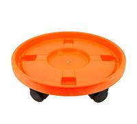 Tradineur - Carro Porta bombona de Gas butano - Fabricado en Plástico - Incluye 4 Ruedas, Plataforma, Soporte, Base Circular con Ruedas - Ø 33,5 cm - Color Naranja