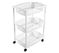 Tradineur - Carro verdulero - Modelo HG - Color Blanco - con Ruedas - 3 cestas - Multiusos para organizar los Espacios domésticos, Ideal para baño, Cocina, Sala y Garaje.