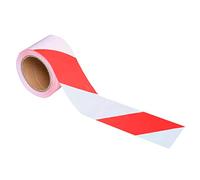 Tradineur - Cinta de señalización, advertencia, rollo de cinta de balizamiento no adhesiva, delimitar espacios, seguridad, obras (Franjas rojas y blancas, 4,8 cm x 100 m)