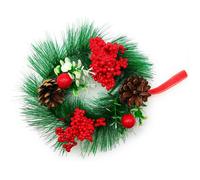 Tradineur - Corona de navidad con piñas y racimos de bayas, guirnalda decorativa artificial, adorno colgante para puerta, pared, mesa, Ø 15 cm