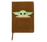 Tradineur - Cuaderno de piel A5 de Star Wars con baby Yoda, color marrón ideal para tomar notas, para la escuela... Medidas 20,7 x 14,6 x 2,1 cm. Licencia oficial Disney