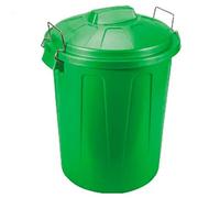 Tradineur - Cubo de Basura con Tapa y Asas metálicas, plástico Resistente, contenedor de residuos, Papelera, Reciclaje, Industrial, Fabricado en España (Verde, 70 litros)