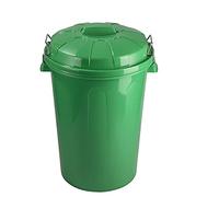 Tradineur - Cubo de Basura de plástico con Asas metálicas, contenedor de residuos, Papelera con Tapa, Reciclaje, Industrial, hogar, Fabricado en España (Verde, 100 litros, 74,5 x 57 x 52 cm)