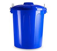 Tradineur - Cubo de Basura de plástico con Asas metálicas, Fabricado en plástico, Papelera con Tapa, Reciclaje, Industrial, hogar (Azul, 51 litros)