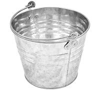 Tradineur - Cubo de Metal Galvanizado de 6 Litros, 24,5 x 19,1 cm, Con Mango para Limpieza, Jardinería, Hogar - Balde, Cubeta, Barreño Metalizado