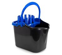 Tradineur - Cubo para Fregar Rectangular con escurridor, HG, Polipropileno, Incluye asa, Ligero, Limpieza, hogar, Fabricado en España (Negro y Azul - 13,5 litros)