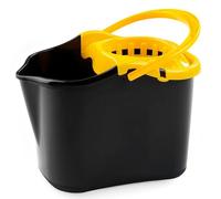 Tradineur - Cubo para Fregar Rectangular con escurridor, Polipropileno, Incluye asa, Ligero, Limpieza, hogar, Fabricado en España (Negro y Amarillo - 13,5 litros)