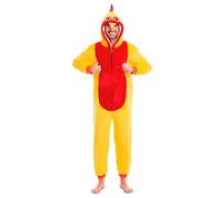 Tradineur - Disfraz de gallo para adulto, poliéster, incluye mono con capucha, atuendo divertido de carnaval, Halloween, cosplay (Hombre, Talla S)