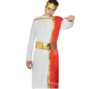 Tradineur - Disfraz de romano de fibra sintética, atuendo de senador, carnaval, Arde Lucus, halloween, cosplay, fiestas (Hombre adulto, talla L)