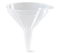 Tradineur - Embudo de plástico transparente, llenar botes, tarros, botellas, incluye agujero para colgarlo, resistente y duradero, fabricado en España, Ø 8 cm