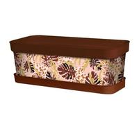 Tradineur - Jardinera de plástico con Plato, Modelo Animal Print Floral, Polipropileno, Tiesto, macetero, Recipiente para Plantas, Fabricada en España (Marrón - 50 cm)