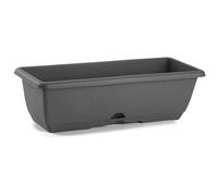 Tradineur - Jardinera para balcón con Plato Integrado - Fabricado en plástico - PLFT - Capacidad de 12 L - 17 x 60 x 19,5 cm - Color Antracita