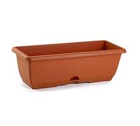 Tradineur - Jardinera para balcón con Plato Integrado - Fabricado en plástico - PLFT - Capacidad de 12 litros - 17 x 60 x 19,5 cm - Color Marrón