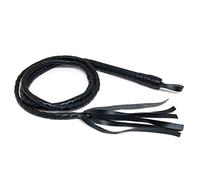 Tradineur - Látigo de cuero con flecos para adulto, accesorio para disfraz de domador, gatita sexy, carnaval, Halloween, cosplay, fiestas (Negro - 200 cm)