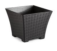 Tradineur - Maceta Rattan Cuadrada de Plástico - Fabricado en España - Ideal para Plantas, hogar, jardín y terrazas - 25 cm - Color Wengué