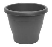 Tradineur - Maceta Redonda Mediterranea - Fabricado en Plástico - Macetero Apto para Exterior e Interior del hogar - Diámetro: 20 cm - Color Antracita