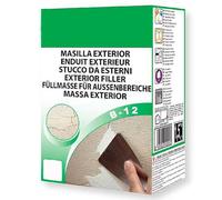Tradineur - Masilla para exterior en polvo B-12, retapados de grietas, albañilería, reparación de fachadas, fabricado en España (Blanco - 1,5 kg)