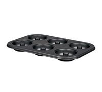 Tradineur - Molde para donuts con 6 cavidades, acero antiadherente, bandeja para hornear rosquillas, repostería, postres, 26,3 x 18 x 2,5 cm