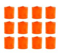 Tradineur - Pack de 12 velas taco con aroma a frutas tropicales, velón de cera perfumada, larga duración: 24 horas, aromaterapia, decoración del hogar (Naranja - Tropical Fruits - 7 x 5,6 cm)
