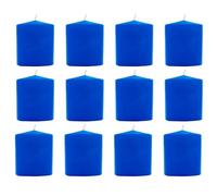 Tradineur - Pack de 12 velas taco con aroma, velón de cera perfumada, larga duración: 24 horas, aromaterapia, decoración del hogar (Azul, Frescor Marino/Aroma Limpio, 7 x 5,6 cm, perfume aleatorio)