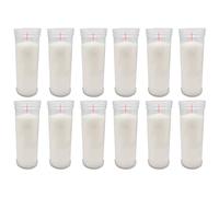 Tradineur - Pack de 12 velones de santo de parafina y cera vegetal, velas litúrgicas, decoración de iglesias, cementerios, tumbas (Blanco, 16 cm)
