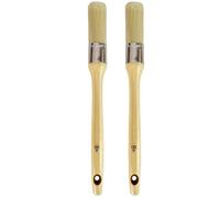 Tradineur - Pack de 2 brochas redondas para pintar, Nº 8, mango de madera y cerdas de fibra suave, uso universal, esmaltar, barnizar, retocar - Ø 21 mm