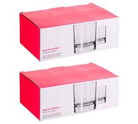 Tradineur - Pack de 2 Cajas de 6 Vasos Modelo Ada - 32 abricado en Vidrio Resistente - Apto para lavavajillas - 12 Uds Totales