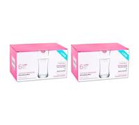 Tradineur - Pack de 2 Cajas de 6 Vasos Modelo Lune - Capacidad: 365 ml - Fabricado en Vidrio Resistente - Apto para lavavajillas - Tamaño Aprox: Ø 7,5 x 13 cm - 12 Uds Totales