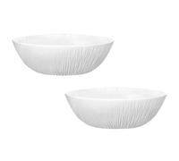 Tradineur - Pack de 2 cuencos de vidrio opal, modelo Coconut, bol para desayuno extra resistente, apto para lavavajillas y microondas (Blanco - Ø 15,3 cm)