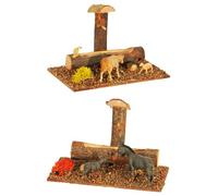 Tradineur - Pack de 2 Figuras de un abrevadero, para completar tu belén navideño, de 11 x 15,5 x 9 cm, Pintada a Mano, con diseño Realista, Nacimiento, figurita.