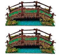 Tradineur - Pack de 2 Figuras de un Rio con Puente de Madera, para completar tu belén navideño, de 5,5 x 16,5 x 9 cm, Pintada a Mano, con diseño Realista, Nacimiento, figurita