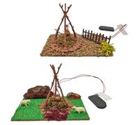 Tradineur - Pack de 2 Figuras de una fogata, para completar tu belén navideño, de 9,5 x 15,5 x 9 cm, Pintada a Mano, con diseño Realista, Nacimiento, figurita