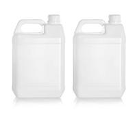 Tradineur - Pack de 2 garrafas de plástico translúcido, aptas para Uso alimentario, bidón, Tangue, Jarra, Ideal para almacenar y Transportar Agua, Bebidas, líquidos (5 litros)