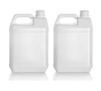 Tradineur - Pack de 2 Garrafas de plástico translúcido Apto para Uso alimentario, bidón, Tangue, Jarra, Ideal para almacenar y Transportar Agua, Bebidas, líquidos (5 litros)