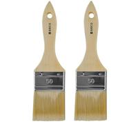 Tradineur - Pack de 2 paletinas para pintar, Nº 24, brocha plana, mango de madera y cerdas de fibra suave, uso universal, esmaltar, barnizar, retocar - 50 mm
