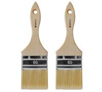 Tradineur - Pack de 2 paletinas para pintar, Nº 30, brocha plana, mango de madera y cerdas de fibra suave, uso universal, esmaltar, barnizar, retocar - 60 mm