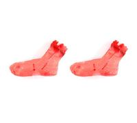 Tradineur - Pack de 2 pies cortados con sangre, plástico, decoración, adorno, Halloween, carnaval, fiestas temáticas, terror, casa embrujada - 25 cm