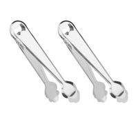 Tradineur - Pack de 2 pinzas de hielo con abridor, acero inoxidable, compatible con cubitera, cocina, bar, restaurante, hostelería, apta para lavavajillas - 18,5 cm