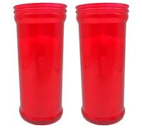 Tradineur - Pack de 2 velas de santo, velones litúrgicos de parafina y cera vegetal, decoración de iglesias, cementerios, tumbas (Rojo, 13,5 cm)