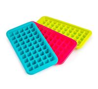Tradineur - Pack de 3 cubiteras de plástico, molde para 50 cubitos de hielo pequeños, fácil extracción, cóctel, whisky, fabricado en España (Color aleatorio - 25 x 13 x 2,5 cm)
