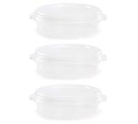Tradineur - Pack de 3 Fiambreras para Tortillas - Fabricado en plástico - Capacidad de 3 litros - Apto para microondas y lavavajillas - 8,5 x 30 x 27,5 cm