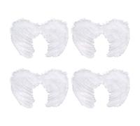 Tradineur - Pack de 4 Alas de ángel con Plumas y Tirantes elásticos, complemento para Disfraz de diablesa, Demonio, Halloween, Carnaval, Cosplay (Blanco - 45 x 35 cm)